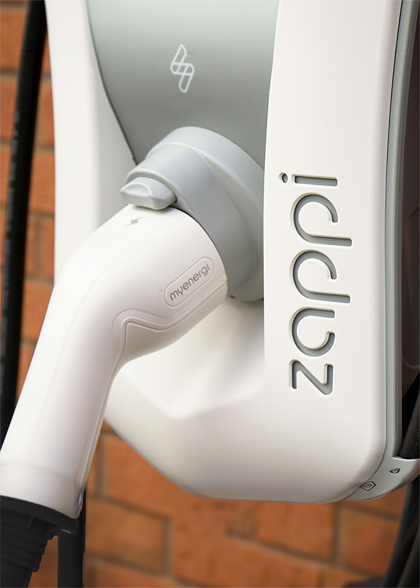 Zappi Electric Vehicle Charger installed at homeowners driveway