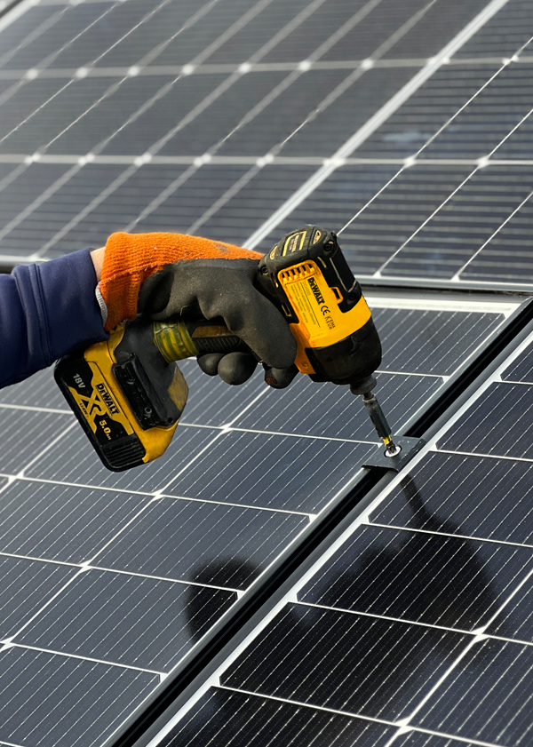 Solar Panel Installation Close Up